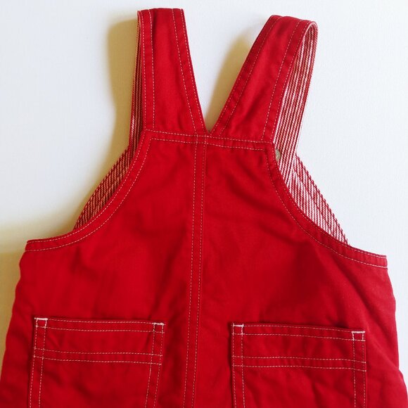 Vintage Gap Red Striped Lined Overalls size 3-6 Months - Picture 8 of 13